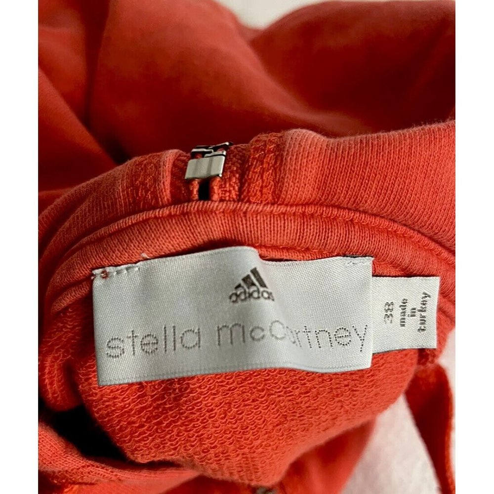 Stella Mccartney Adidas Hoodie Full Zip Womens Jacket SZ 38/Med Zip Hood Orange - Picture 6 of 6